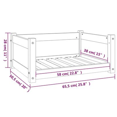 vidaXL Hundebett Honigbraun 65,5x50,5x28 cm Massivholz Kiefer