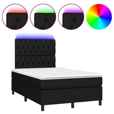 vidaXL Boxspringbett mit Matratze & LED Schwarz 120x190 cm Stoff