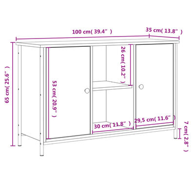 vidaXL TV-Schrank Räuchereiche 100x35x65 cm Holzwerkstoff