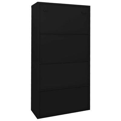 vidaXL Büroschrank mit Schiebetür Schwarz 90x40x180 cm Stahl