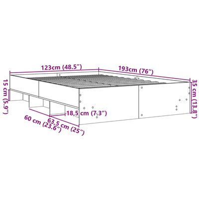 vidaXL Bettgestell Weiß 120x190 cm Holzwerkstoff