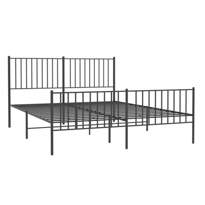 vidaXL Metallbett ohne Matratze mit Fußteil Schwarz 160x200 cm