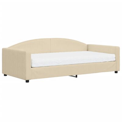 vidaXL Tagesbett mit Matratze Creme 100x200 cm Stoff