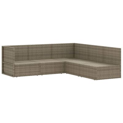 vidaXL 5-tlg. Garten-Lounge-Set mit Kissen Grau Poly Rattan