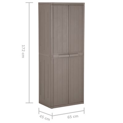 vidaXL Gartenschrank Braun 65x45x172 cm PP Holz-Optik