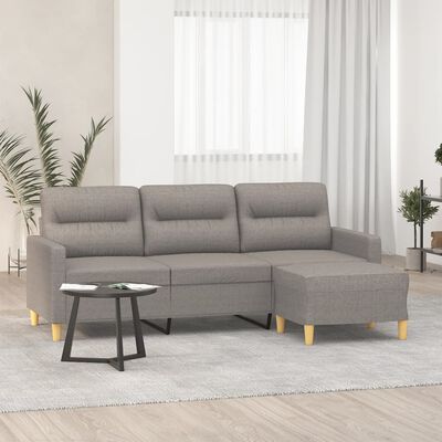 vidaXL 3-Sitzer-Sofa mit Hocker Taupe 180 cm Stoff