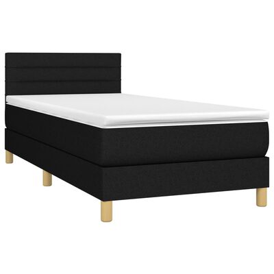 vidaXL Boxspringbett mit Matratze Schwarz 90x190 cm Stoff