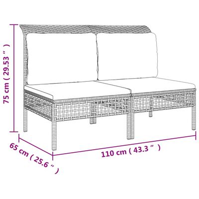 vidaXL 6-tlg. Garten-Lounge-Set mit Kissen Grau Poly Rattan