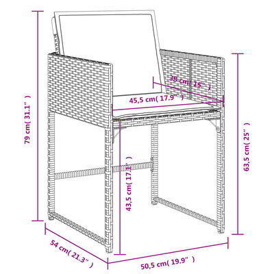 vidaXL 9-tlg. Garten-Essgruppe mit Kissen Schwarz Poly Rattan