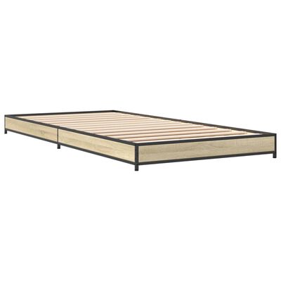 vidaXL Bettgestell Sonoma-Eiche 100x200 cm Holzwerkstoff und Metall