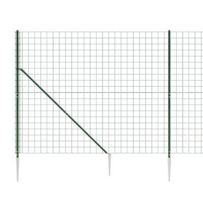 vidaXL Maschendrahtzaun mit Bodenhülsen Grün 1,4x25 m