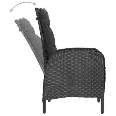 vidaXL 3-tlg. Bistro-Set Poly Rattan und Glas Schwarz