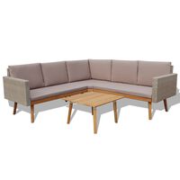 vidaXL 4-tlg. Garten-Lounge-Set mit Auflagen Poly Rattan Grau