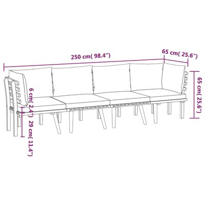 vidaXL 4-tlg. Garten-Lounge-Set mit Kissen Massivholz Akazie