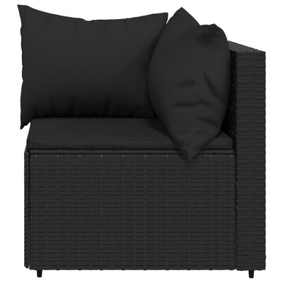 vidaXL 3-tlg. Garten-Lounge-Set mit Kissen Schwarz Poly Rattan