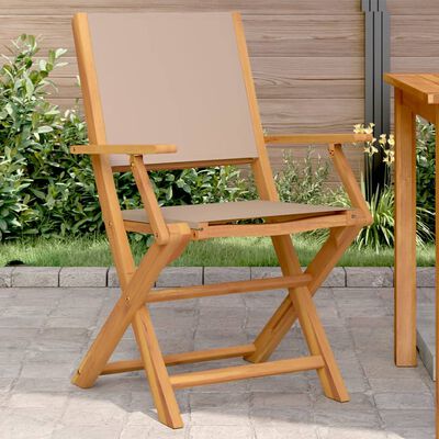 vidaXL Gartenstühle 2 Stk. Taupe Massivholz Akazie & Stoff