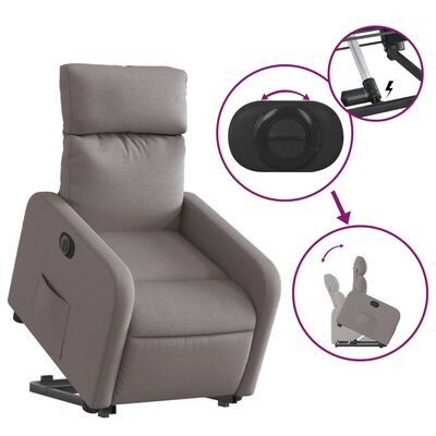 vidaXL Relaxsessel mit Aufstehhilfe Elektrisch Taupe Stoff