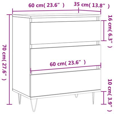 vidaXL Sideboard Grau Sonoma 60x35x70 cm Holzwerkstoff