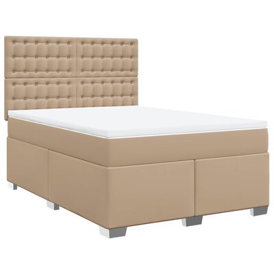 vidaXL Boxspringbett Matratze Cappuccino-Braun 140x200cm Kunstleder