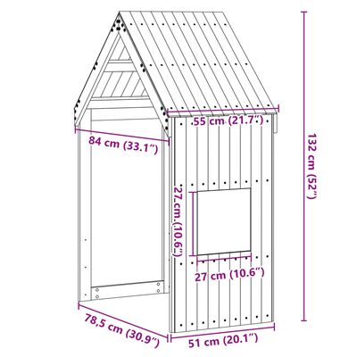 vidaXL Dach für Kinderbett Wachsbraun 55x84x132 cm Massivholz