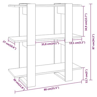 vidaXL Bücherregal/Raumteiler Hochglanz-Weiß 80x30x87 cm