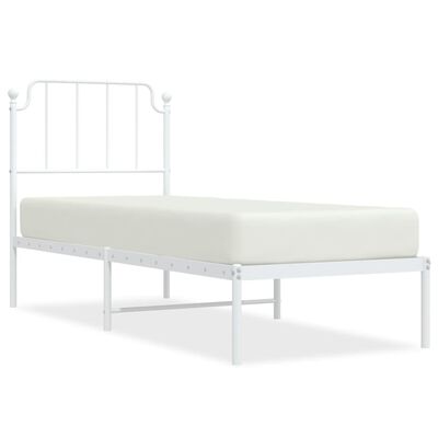 vidaXL Metallbett ohne Matratze mit Kopfteil Weiß 75x190 cm