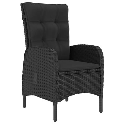 vidaXL 3-tlg. Bistro-Set Poly Rattan und Glas Schwarz