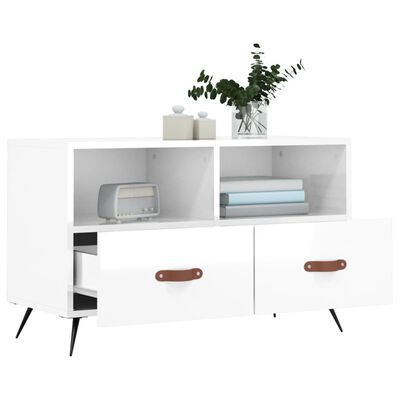 vidaXL TV-Schrank Hochglanz-Weiß 80x36x50 cm Holzwerkstoff