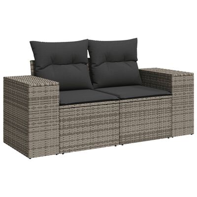 vidaXL 11-tlg. Garten-Sofagarnitur mit Kissen Grau Poly Rattan