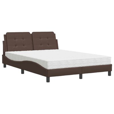 vidaXL Bett mit Matratze Braun 140x200 cm Kunstleder