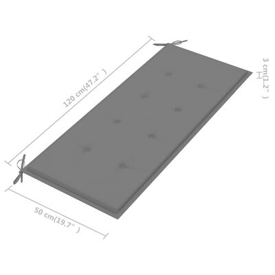 vidaXL Gartenbank mit Auflage 120 cm Massivholz Akazie