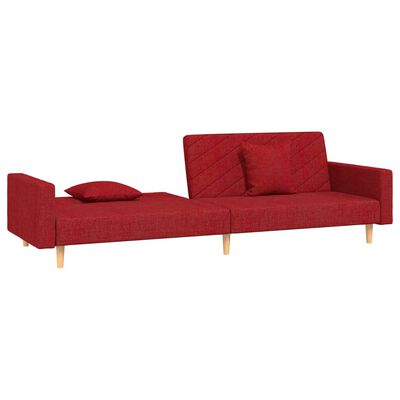 vidaXL Schlafsofa 2-Sitzer mit 2 Kissen Weinrot Stoff