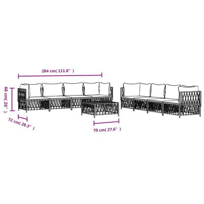 vidaXL 9-tlg. Garten-Lounge-Set mit Kissen Anthrazit Stahl