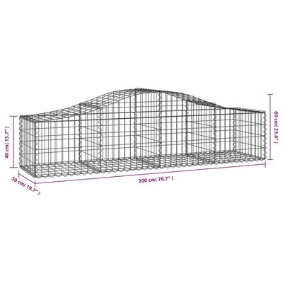 vidaXL Gabionen mit Hochbogen 30 Stk. 200x50x40/60 cm Verzinktes Eisen