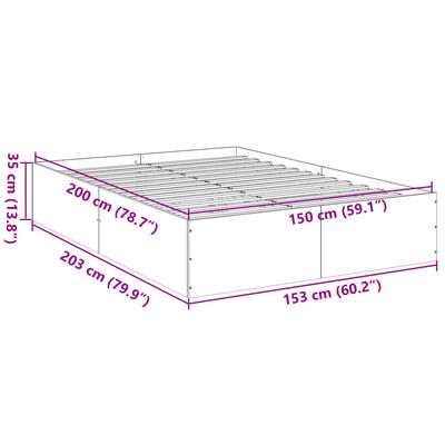 vidaXL Bettgestell Räuchereiche 150x200 cm Holzwerkstoff