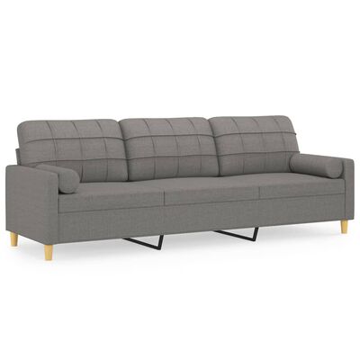 vidaXL 3-Sitzer-Sofa mit Kissen Dunkelgrau 210 cm Stoff