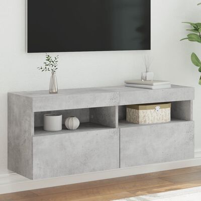 vidaXL TV-Wandschrank mit LED-Leuchten Betongrau 100x30x40 cm