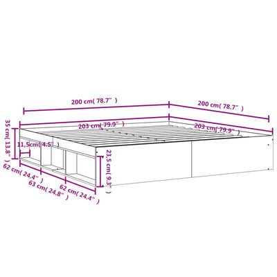 vidaXL Bettgestell Weiß 200x200 cm