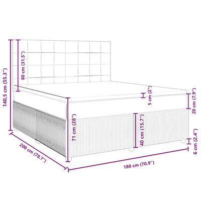 vidaXL Boxspringbett mit Matratze Hellgrau 180x200 cm Samt