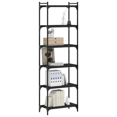 vidaXL Bücherregal 6 Böden Schwarz 60x30x188 cm Holzwerkstoff