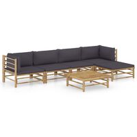 vidaXL 6-tlg. Garten-Lounge-Set mit Dunkelgrauen Kissen Bambus