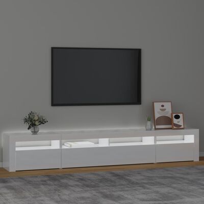 vidaXL TV-Schrank mit LED-Leuchten Hochglanz-Weiß 240x35x40 cm