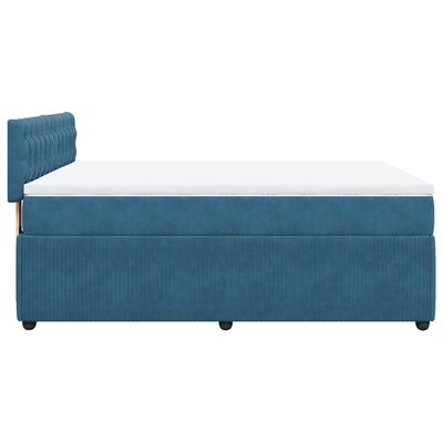 vidaXL Boxspringbett mit Matratze Blau 140x190 cm Samt