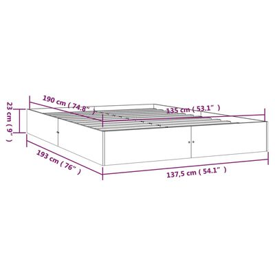 vidaXL Massivholzbett 135x190 cm