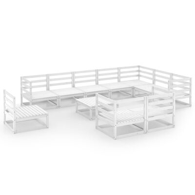 vidaXL 11-tlg. Garten-Lounge-Set Weiß Kiefer Massivholz