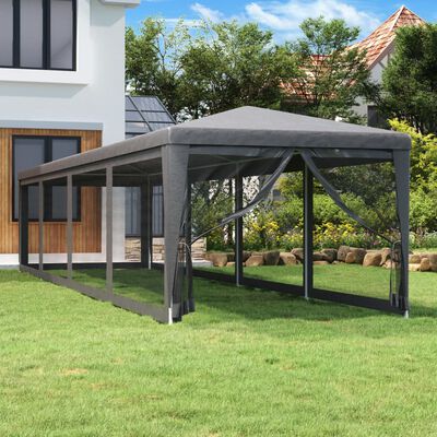 vidaXL Partyzelt mit 10 Mesh-Seitenwänden Anthrazit 3x12 m HDPE