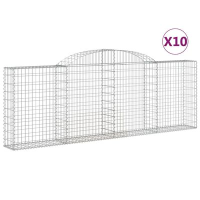 vidaXL Gabionen mit Hochbogen 10 Stk 300x30x100/120cm Verzinktes Eisen