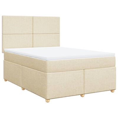 vidaXL Boxspringbett mit Matratze Creme 160x200 cm Stoff