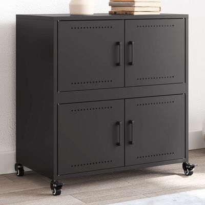 vidaXL Sideboard Schwarz 68x39x72 cm Stahl