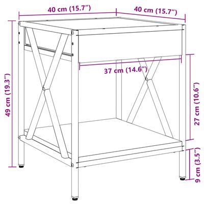 vidaXL Couchtisch mit Infinity-LED Räuchereiche 40x40x49 cm